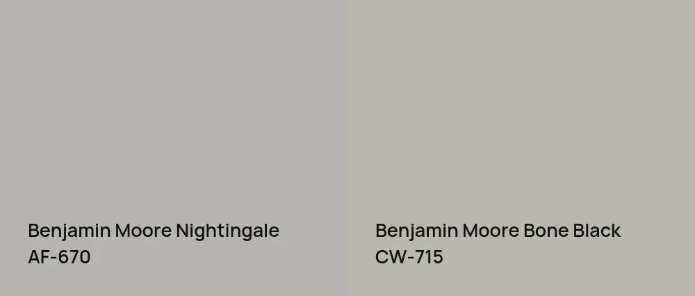 Benjamin Moore Nightingale AF-670 vs Benjamin Moore Bone Black CW-715