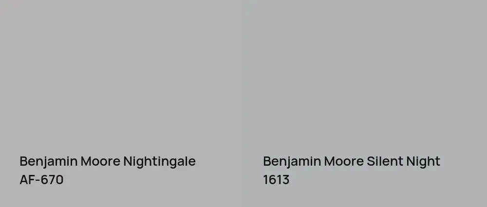 Benjamin Moore Nightingale AF-670 vs Benjamin Moore Silent Night 1613