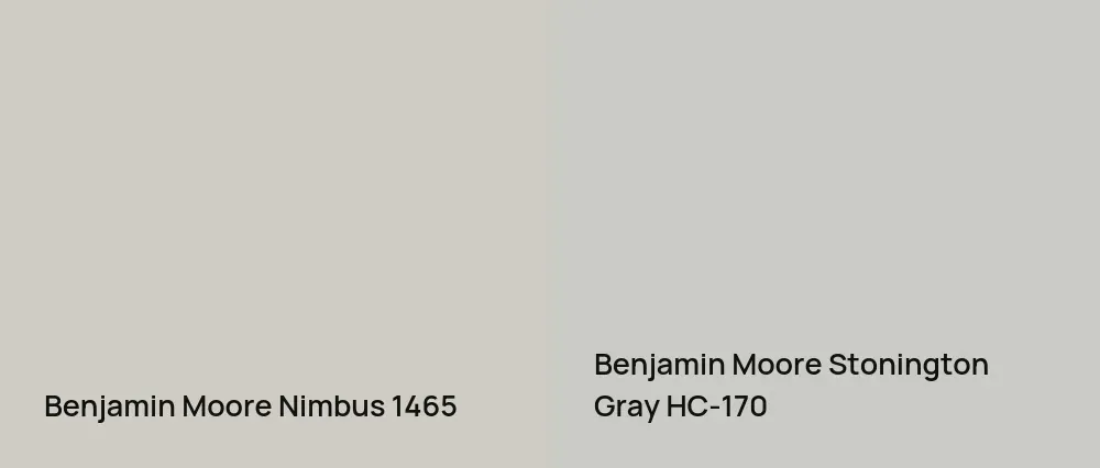 Benjamin Moore Nimbus 1465 vs Benjamin Moore Stonington Gray HC-170