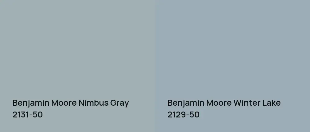 Benjamin Moore Nimbus Gray 2131-50 vs Benjamin Moore Winter Lake 2129-50