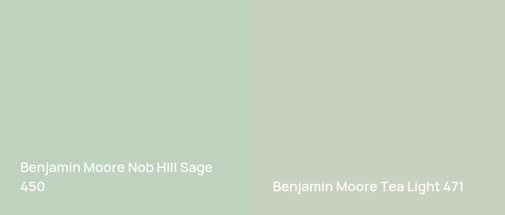 Benjamin Moore Nob Hill Sage 450 vs Benjamin Moore Tea Light 471