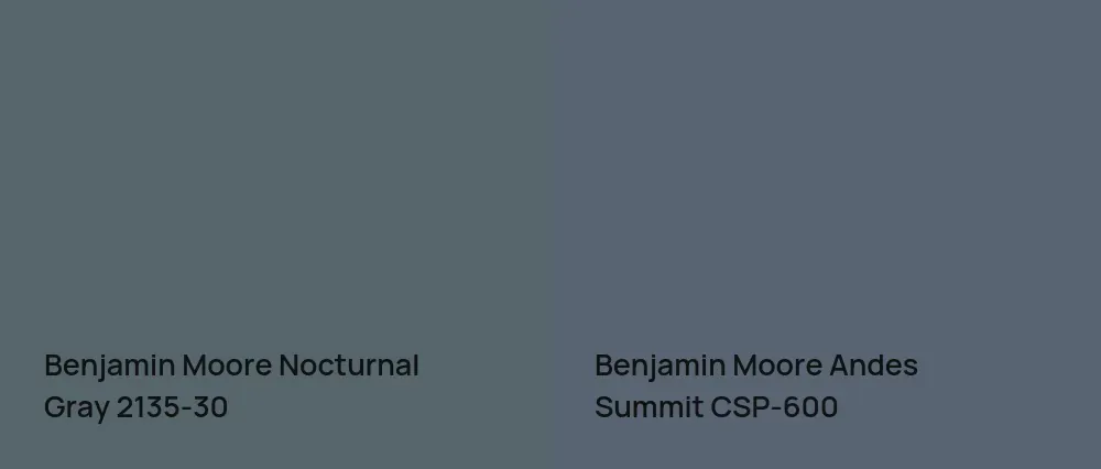 Benjamin Moore Nocturnal Gray 2135-30 vs Benjamin Moore Andes Summit CSP-600