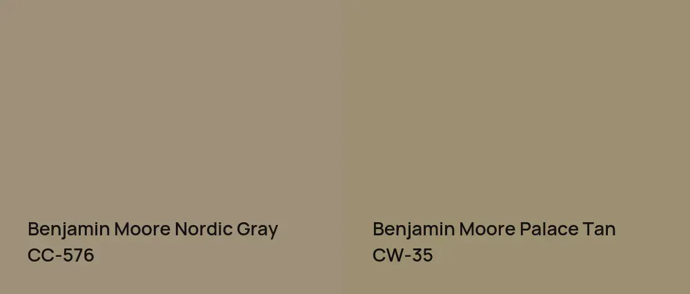 Benjamin Moore Nordic Gray CC-576 vs Benjamin Moore Palace Tan CW-35