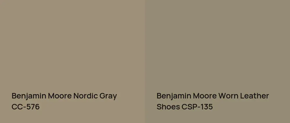Benjamin Moore Nordic Gray CC-576 vs Benjamin Moore Worn Leather Shoes CSP-135