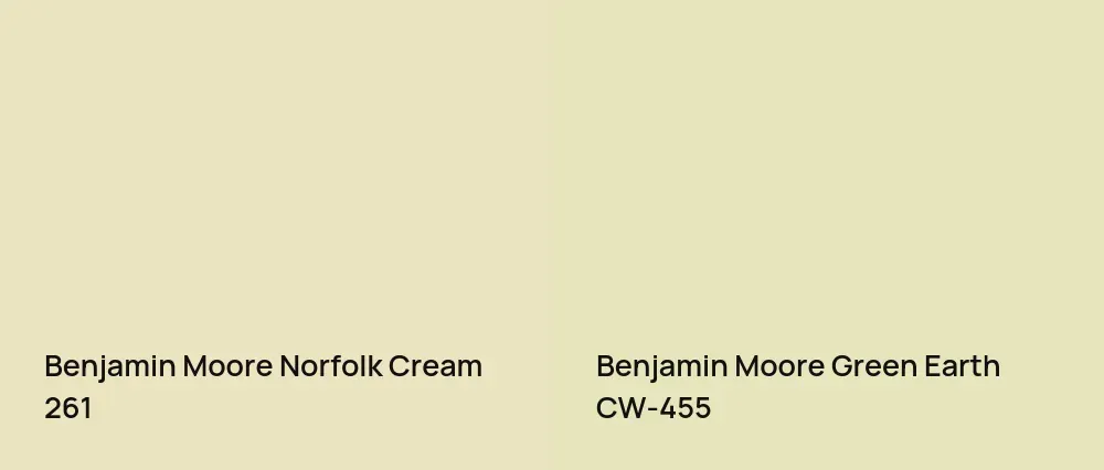 Benjamin Moore Norfolk Cream 261 vs Benjamin Moore Green Earth CW-455