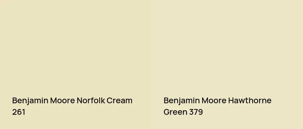 Benjamin Moore Norfolk Cream 261 vs Benjamin Moore Hawthorne Green 379