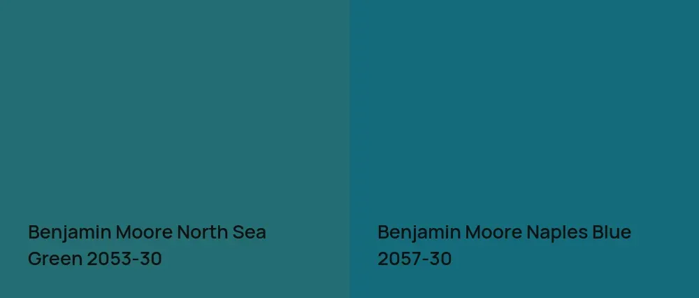 Benjamin Moore North Sea Green 2053-30 vs Benjamin Moore Naples Blue 2057-30
