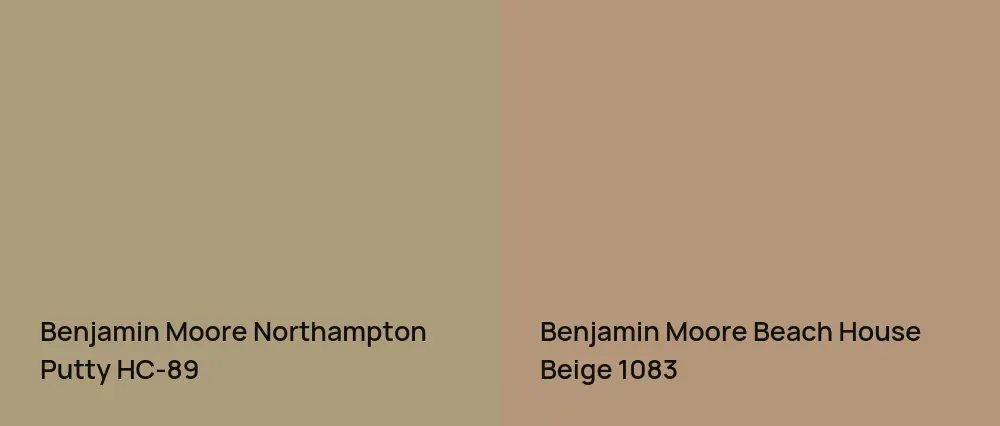 Benjamin Moore Northampton Putty HC-89 vs Benjamin Moore Beach House Beige 1083