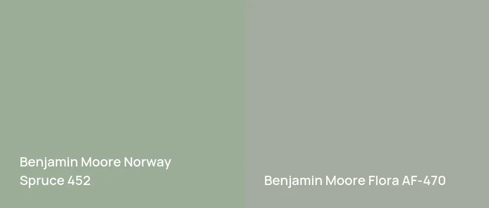 Benjamin Moore Norway Spruce 452 vs Benjamin Moore Flora AF-470