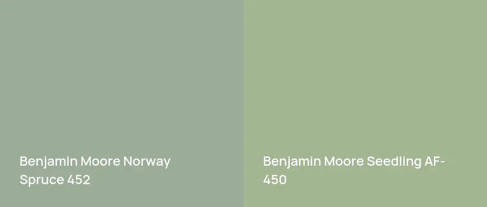 Benjamin Moore Norway Spruce 452 vs Benjamin Moore Seedling AF-450