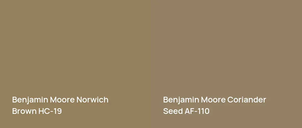 Benjamin Moore Norwich Brown HC-19 vs Benjamin Moore Coriander Seed AF-110