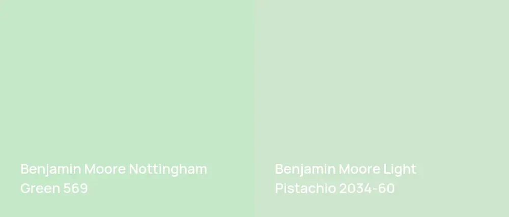 Benjamin Moore Nottingham Green 569 vs Benjamin Moore Light Pistachio 2034-60
