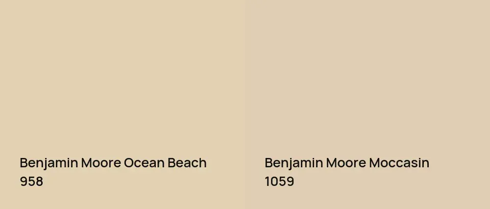 Benjamin Moore Ocean Beach 958 vs Benjamin Moore Moccasin 1059