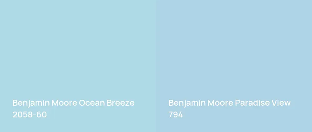 Benjamin Moore Ocean Breeze 2058-60 vs Benjamin Moore Paradise View 794