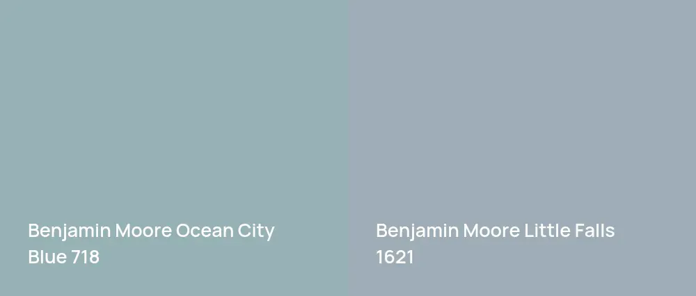 Benjamin Moore Ocean City Blue 718 vs Benjamin Moore Little Falls 1621
