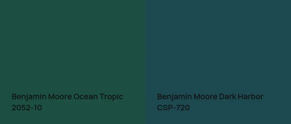 Benjamin Moore Ocean Tropic 2052-10 vs Benjamin Moore Dark Harbor CSP-720