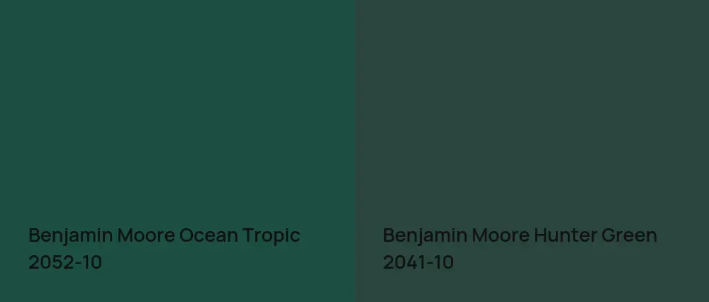 Benjamin Moore Ocean Tropic 2052-10 vs Benjamin Moore Hunter Green 2041-10