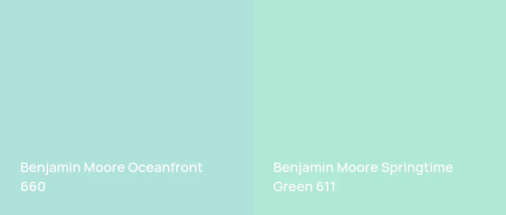 Benjamin Moore Oceanfront 660 vs Benjamin Moore Springtime Green 611