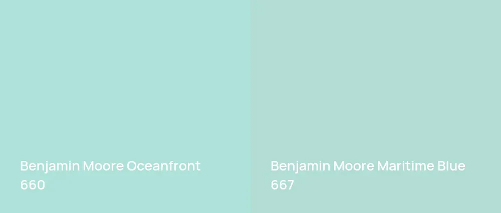 Benjamin Moore Oceanfront 660 vs Benjamin Moore Maritime Blue 667