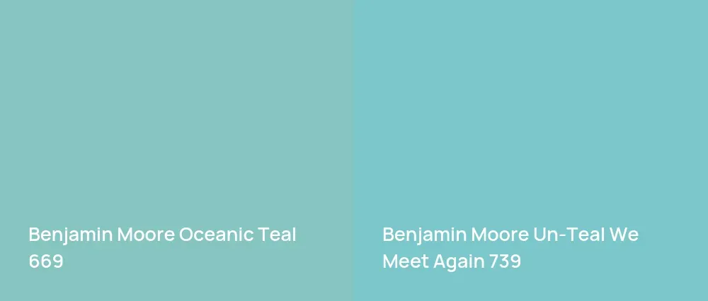 Benjamin Moore Oceanic Teal 669 vs Benjamin Moore Un-Teal We Meet Again 739