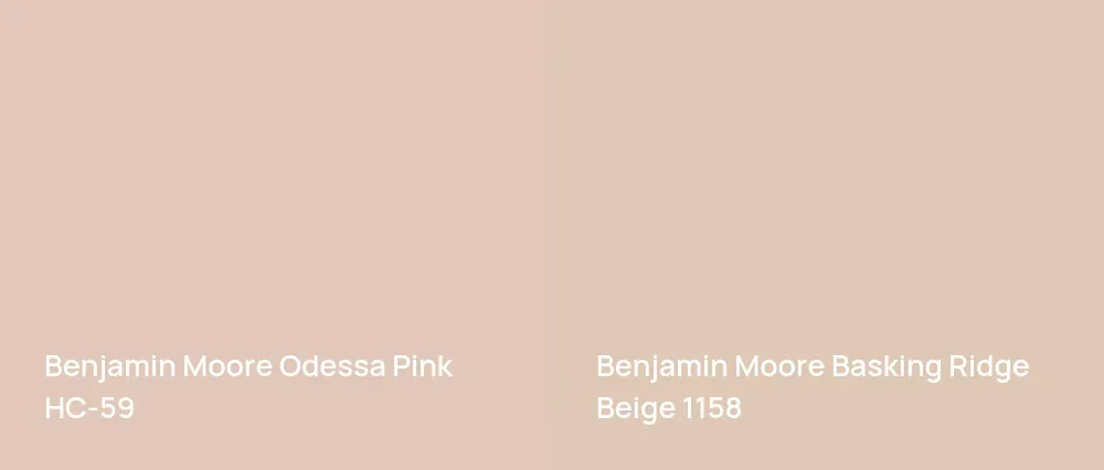 Benjamin Moore Odessa Pink HC-59 vs Benjamin Moore Basking Ridge Beige 1158