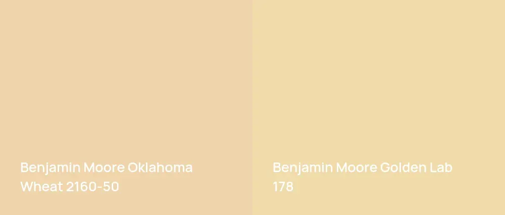 Benjamin Moore Oklahoma Wheat 2160-50 vs Benjamin Moore Golden Lab 178
