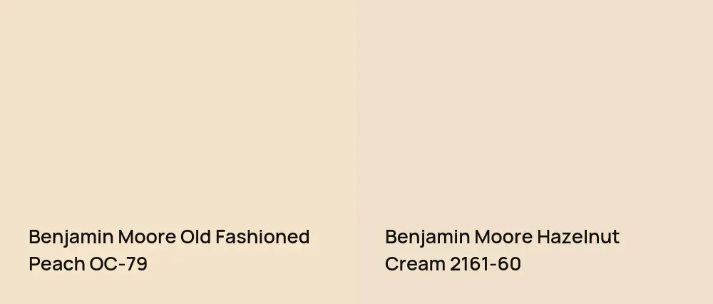 Benjamin Moore Old Fashioned Peach OC-79 vs Benjamin Moore Hazelnut Cream 2161-60