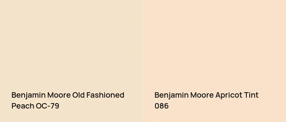 Benjamin Moore Old Fashioned Peach OC-79 vs Benjamin Moore Apricot Tint 086