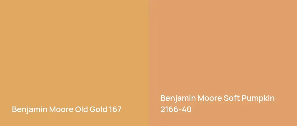Benjamin Moore Old Gold 167 vs Benjamin Moore Soft Pumpkin 2166-40