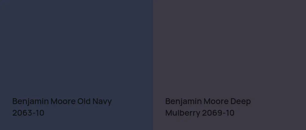 Benjamin Moore Old Navy 2063-10 vs Benjamin Moore Deep Mulberry 2069-10