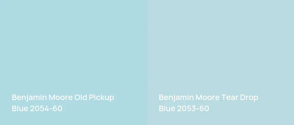 Benjamin Moore Old Pickup Blue 2054-60 vs Benjamin Moore Tear Drop Blue 2053-60