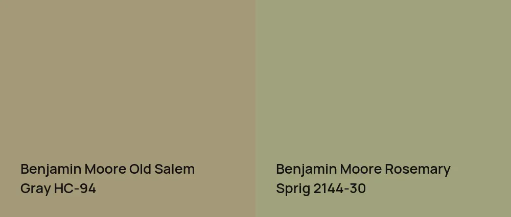Benjamin Moore Old Salem Gray HC-94 vs Benjamin Moore Rosemary Sprig 2144-30