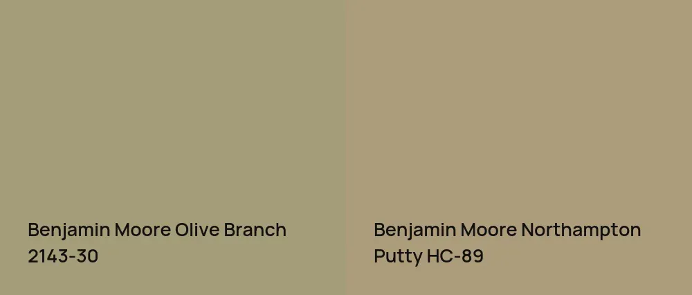 Benjamin Moore Olive Branch 2143-30 vs Benjamin Moore Northampton Putty HC-89