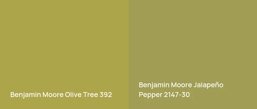 Benjamin Moore Olive Tree 392 vs Benjamin Moore Jalapeño Pepper 2147-30