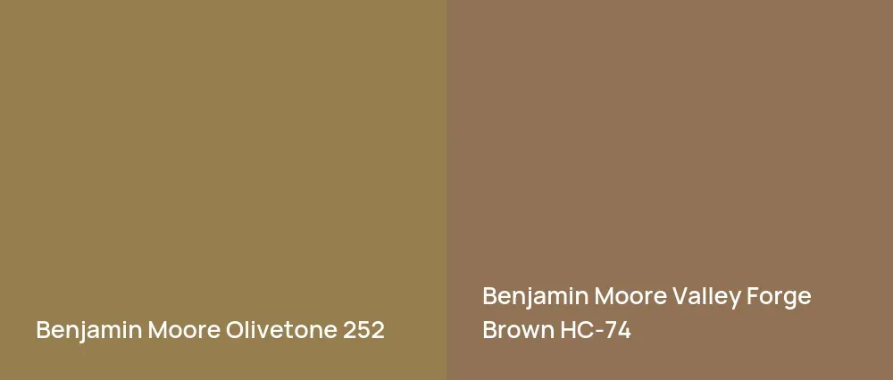 Benjamin Moore Olivetone 252 vs Benjamin Moore Valley Forge Brown HC-74