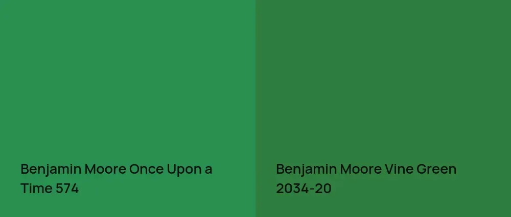 Benjamin Moore Once Upon a Time 574 vs Benjamin Moore Vine Green 2034-20