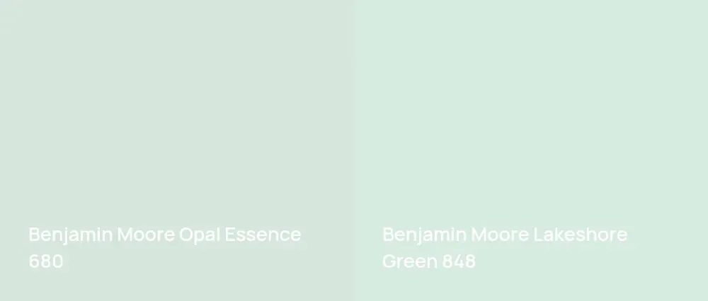 Benjamin Moore Opal Essence 680 vs Benjamin Moore Lakeshore Green 848