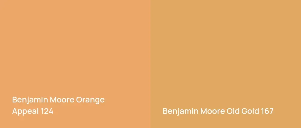 Benjamin Moore Orange Appeal 124 vs Benjamin Moore Old Gold 167