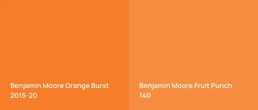 Benjamin Moore Orange Burst 2015-20 vs Benjamin Moore Fruit Punch 140
