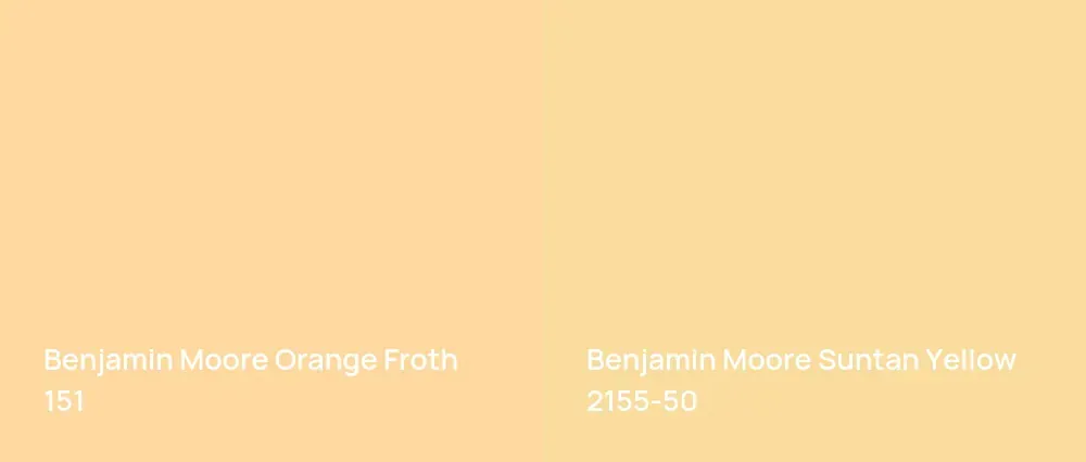 Benjamin Moore Orange Froth 151 vs Benjamin Moore Suntan Yellow 2155-50