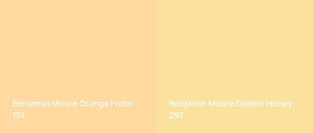 Benjamin Moore Orange Froth 151 vs Benjamin Moore Golden Honey 297