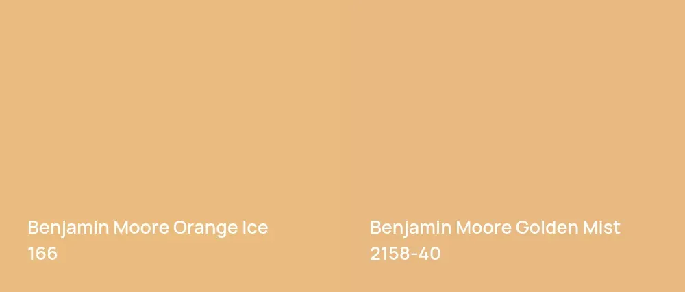 Benjamin Moore Orange Ice 166 vs Benjamin Moore Golden Mist 2158-40