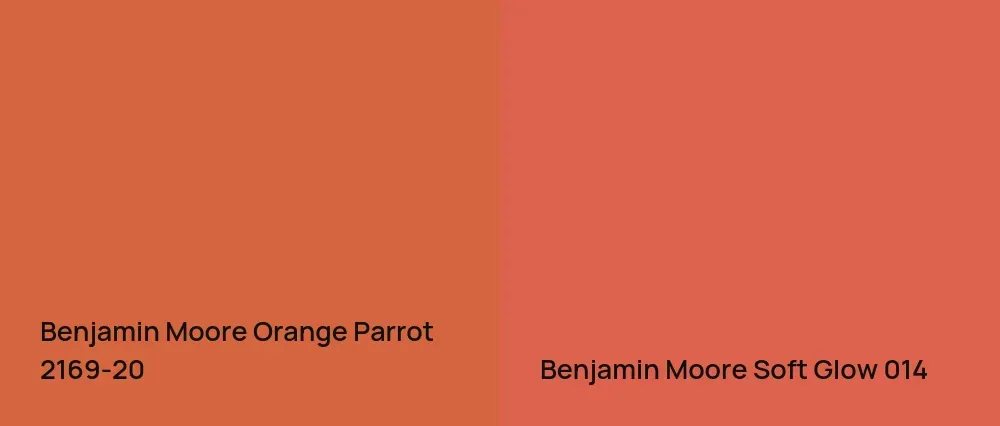 Benjamin Moore Orange Parrot 2169-20 vs Benjamin Moore Soft Glow 014