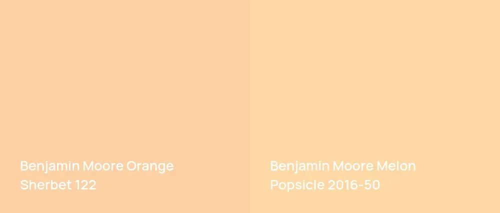 Benjamin Moore Orange Sherbet 122 vs Benjamin Moore Melon Popsicle 2016-50