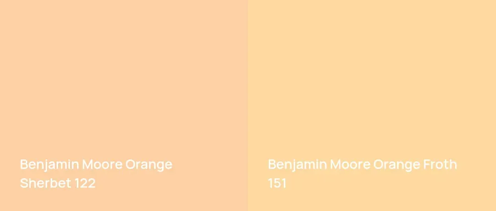 Benjamin Moore Orange Sherbet 122 vs Benjamin Moore Orange Froth 151
