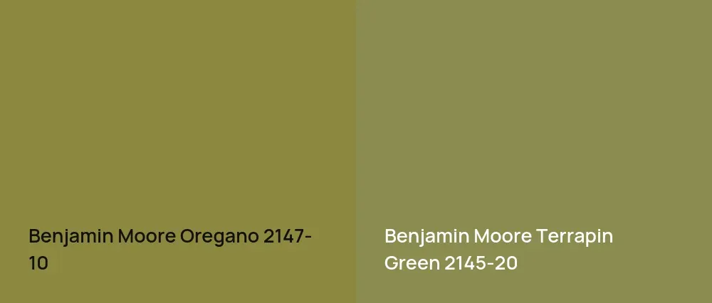 Benjamin Moore Oregano 2147-10 vs Benjamin Moore Terrapin Green 2145-20