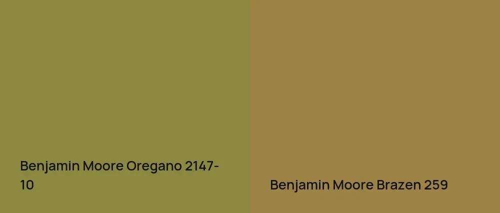 Benjamin Moore Oregano 2147-10 vs Benjamin Moore Brazen 259