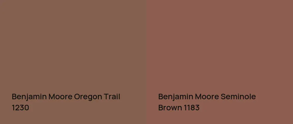 Benjamin Moore Oregon Trail 1230 vs Benjamin Moore Seminole Brown 1183
