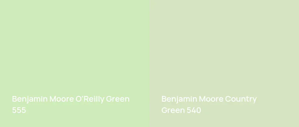 Benjamin Moore O'Reilly Green 555 vs Benjamin Moore Country Green 540
