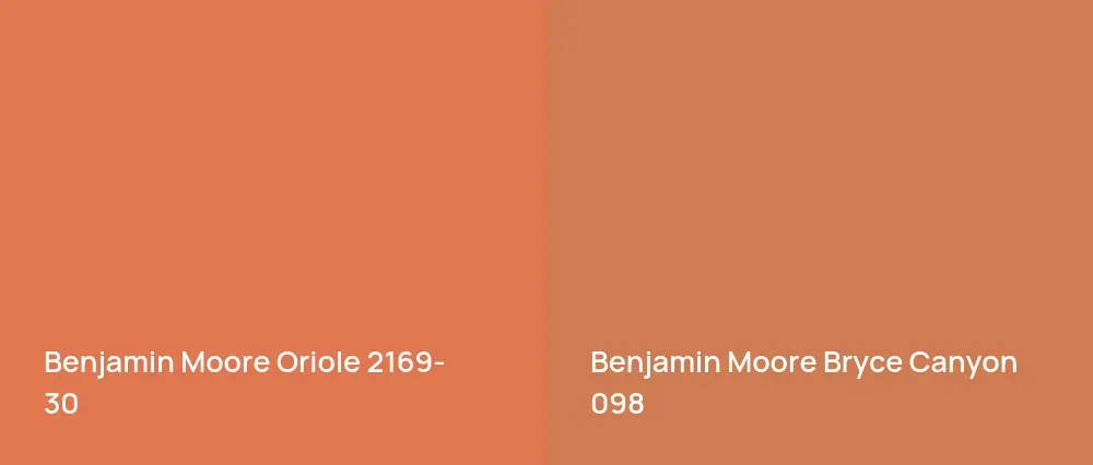 Benjamin Moore Oriole 2169-30 vs Benjamin Moore Bryce Canyon 098